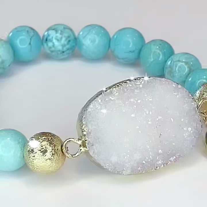 Load and play video in Gallery viewer, Summer Druzy Quartz Bracelet